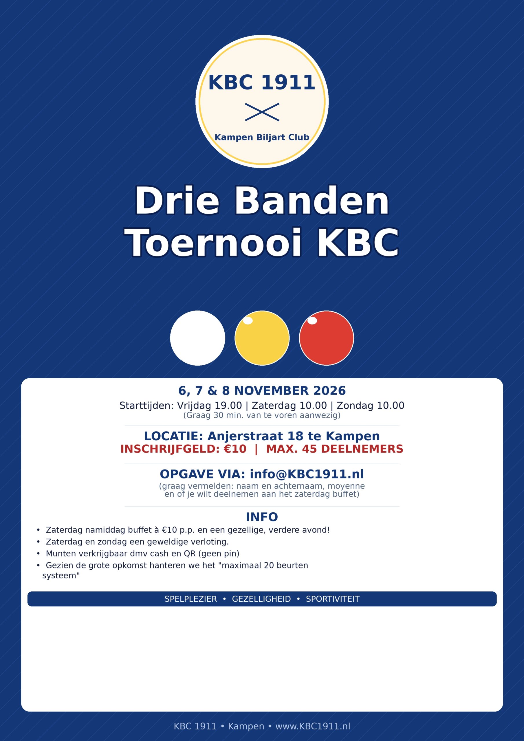 Informatie driebanden toernooi 2026