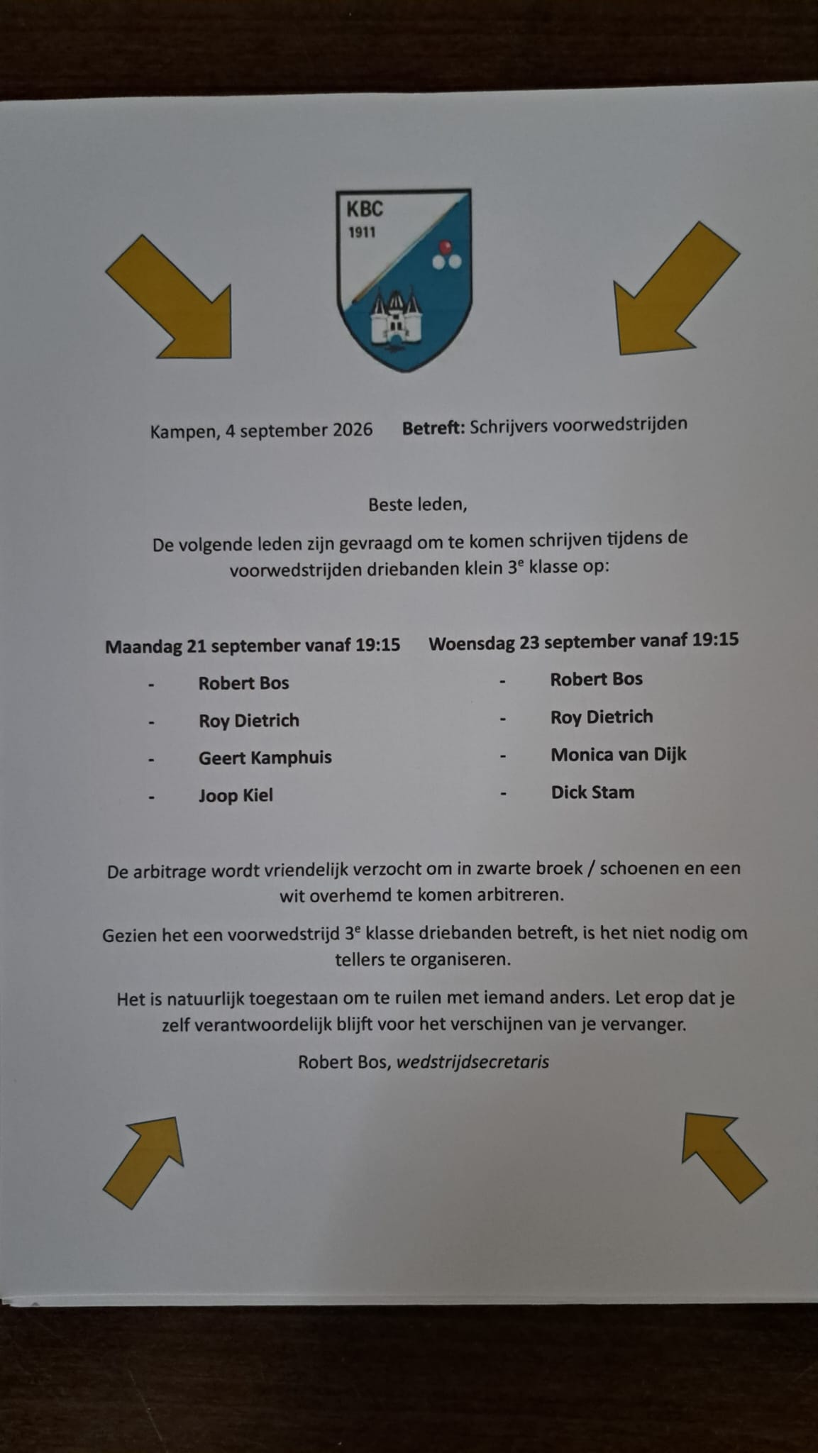 Voorwedstrijden driebanden